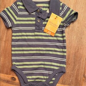 Sonoma Green and Navy Striped Baby Onesie